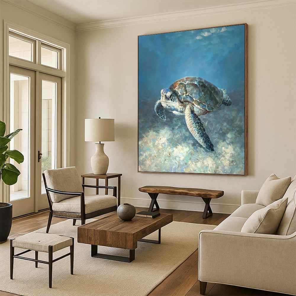 sea canvas realistic turtle design 6